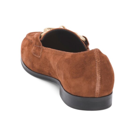 ANTICA CUOIERIA Cognac Made In Italy Suede Loafers With Horsebit Detail - Picture 2 of 2